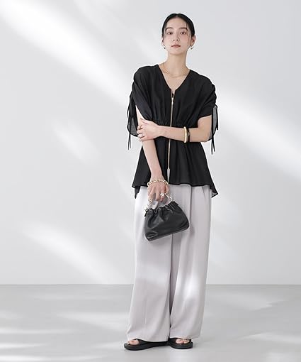 Amazon.co.jp: [ナノ・ユニバース] リネン混 シアー ギャザー